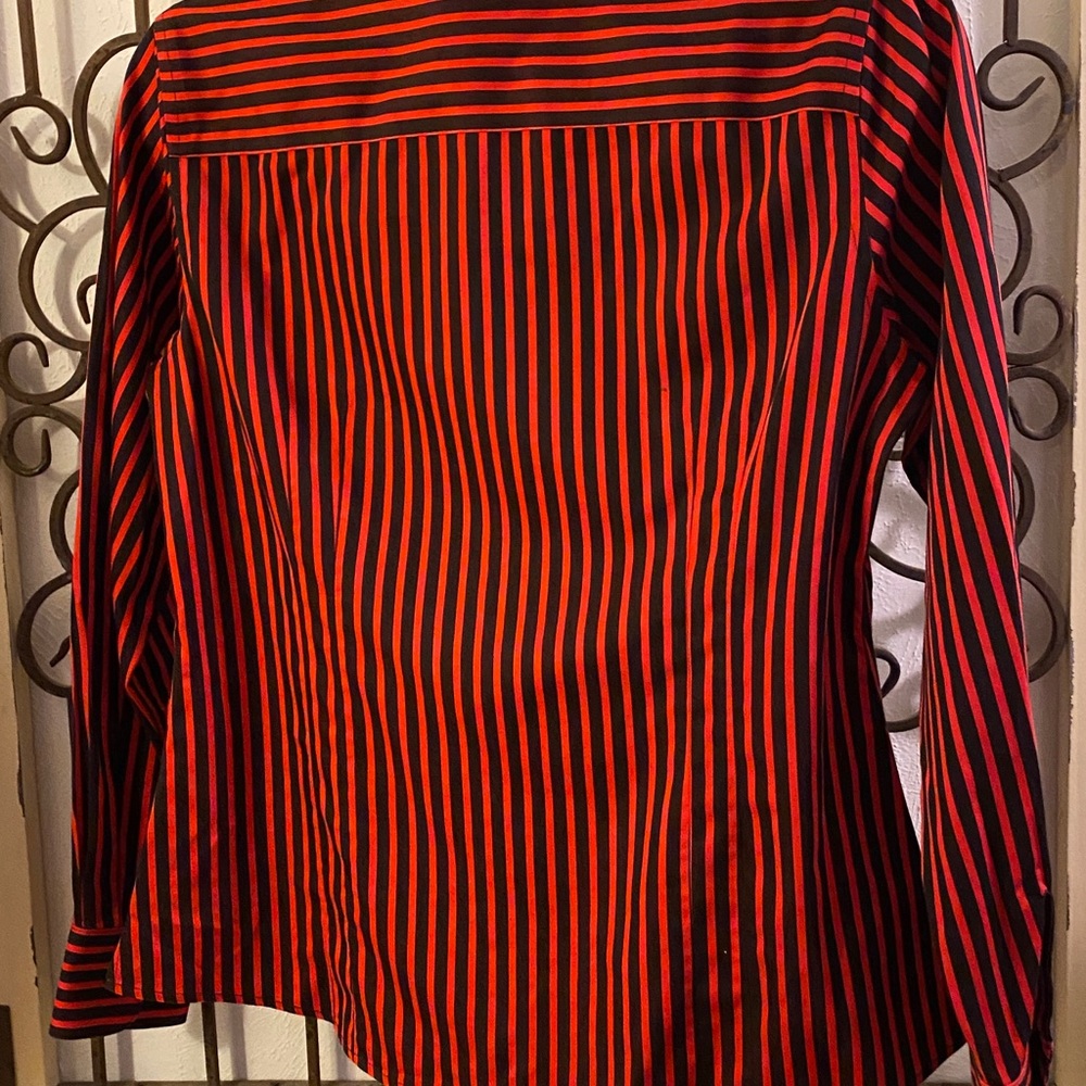 Foxcroft Red Black Placket Fitted Button Down Shi… - image 5